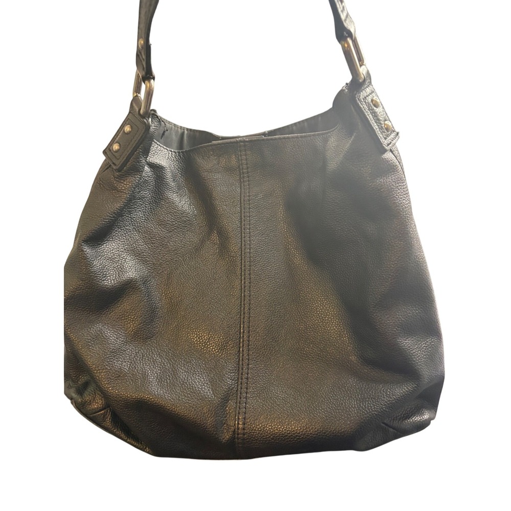 Kooba Black Pebbled Genuine Leather Hobo Shoulder Bag Slouchy Tote